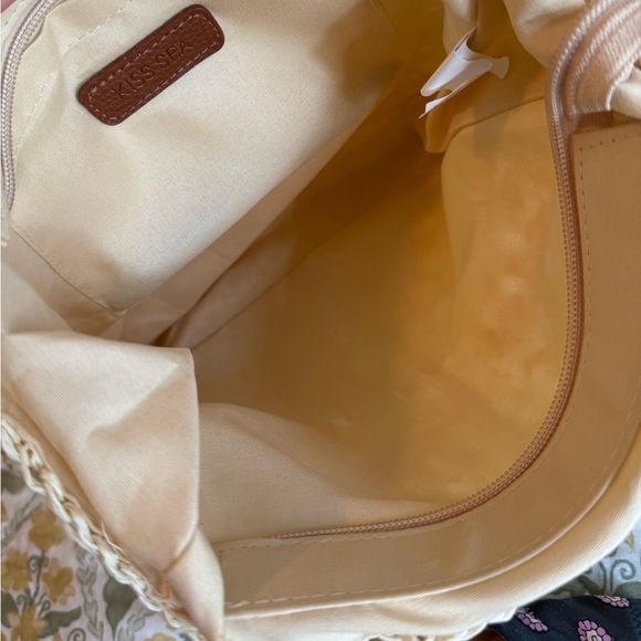 Kiss See Straw Packable Large Mesh Woven Tote Hobo Boho Bag - Picture 3 of 7